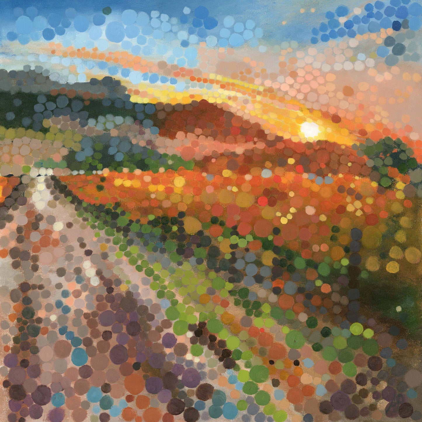 Original Oil Painting on stretched canvas of the Cape Winelands at sunset. Featuring warm golden tones over vineyard hills, this artwork brings natural beauty, light, and South African charm to any space.